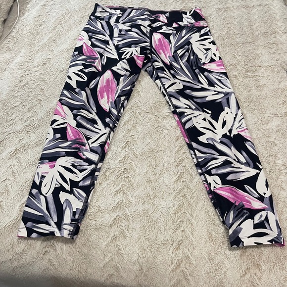 Calvin Klein Performance Floral Print Workout Yoga Crop Leggings XL - Picture 1 of 9